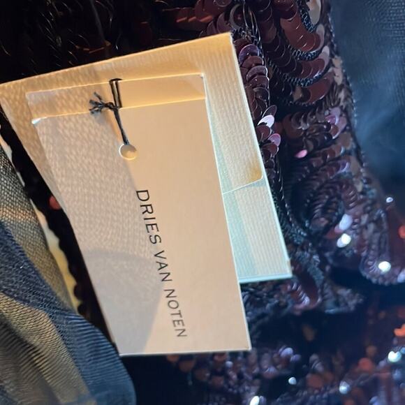 Dries Van Noten Carti black net mesh purple sequins layered top - Picture 7 of 12